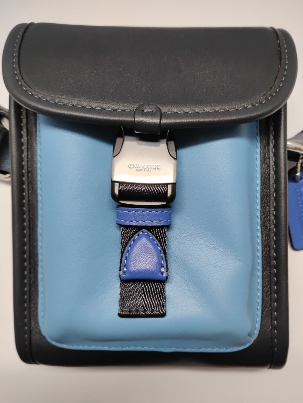 Coach Charter North/South Crossbody C6692 Blue and Black Leather